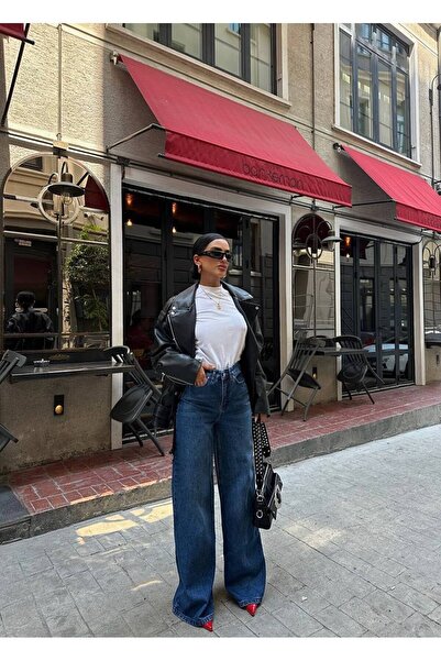 ParlaMira Dámske džínsy s širokými nohavicami a vysokým pásom