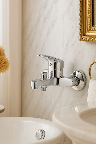 Saymir Krom Mix Banyo Bataryası Sıcak Soğuk Girişli 40'lık Kartuşlu - 2 Yıl Garantili