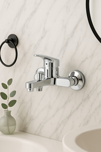 Saymir Krom Mix Banyo Bataryası Sıcak Soğuk Girişli 40'lık Kartuşlu - 2 Yıl Garantili