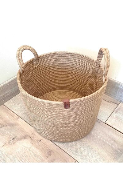 BEVEZ HOME Çok Amaçlı Hasır Sepet- Banyo Sepeti- Havlu Sepeti -saksı 26x20 Hasır