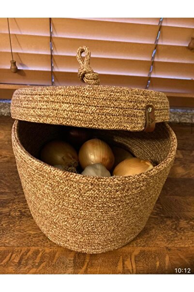 BEVEZ HOME Ψάθινο καπάκι 25x15 Organizer μπάνιου και κουζίνας - Καλάθι πολλαπλών χρήσεων