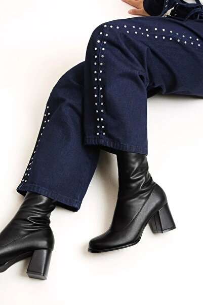 NiceDiffer أحذية نسائية ذات كعب سميك ومقدمة مدببة