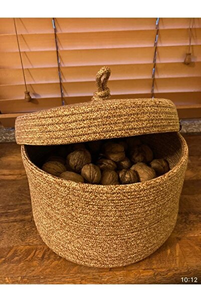 BEVEZ HOME Ψάθινο καπάκι 25x15 Organizer μπάνιου και κουζίνας - Καλάθι πολλαπλών χρήσεων