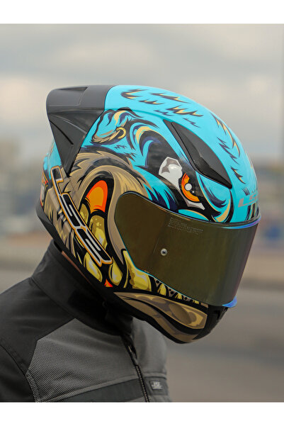 LS2 RAPID 2 NEO MAVİ-MOR KASK - GOLD VİZÖR - SPOİLER