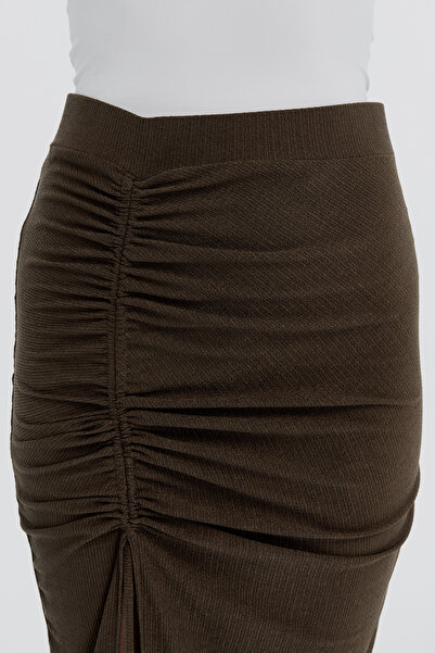 Maison La Femme Women's Skirt Adjustable Shirred Slit Maxi Length