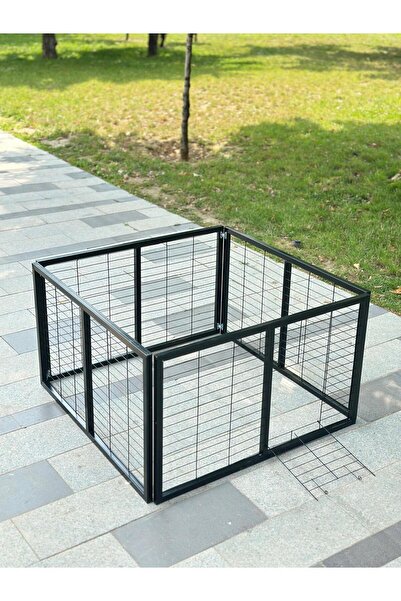 ORBO Metalprofilli kedi / köpek kafes çit 1M X 1M yükseklik:60 cm köpek oyun alanı Siyah renk