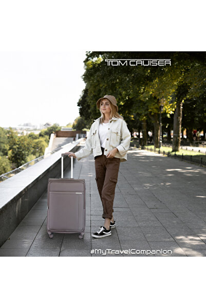 Tom Cruiser Atlas Soft Luggage Trolley by - 20, 24, 28 Inch, Khaki, Expandable, TSA Lock, Anti-Theft