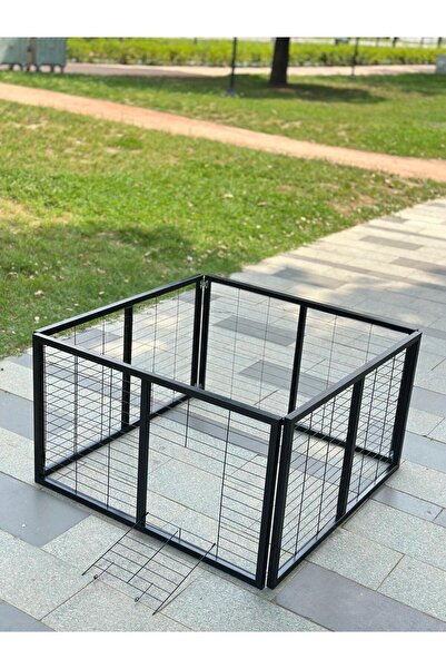 ORBO Metalprofilli kedi / köpek kafes çit 1M X 1M yükseklik:60 cm köpek oyun alanı Siyah renk