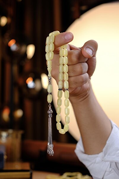 dergah tesbih Capsule Model Russian Drop Amber Silver Design Prayer Beads (Amber), (مسبحة قطرة كهريبار)