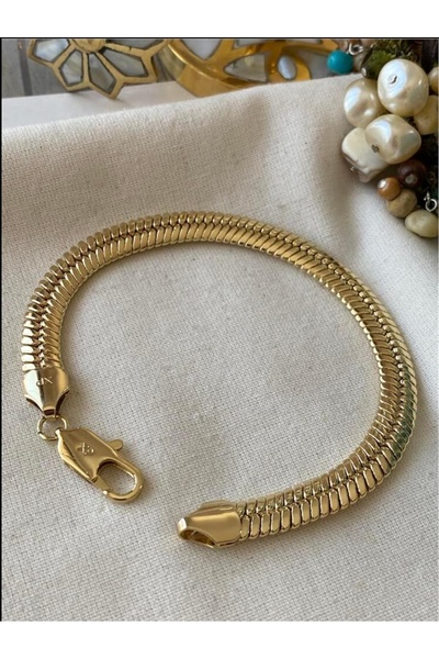 XUPING JEWELRY 14K GOLD RENK GENİŞ BALIKSIRTI MODEL KADIN BİLEKLİK KALINLIK 8...
