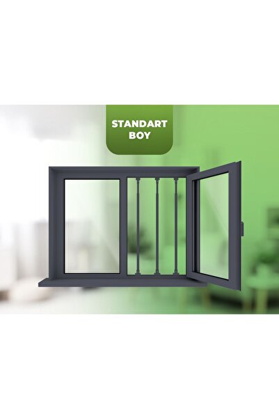 Erol Antrasit Gri Pencere Kilidi 3 Adet - Pencere Güvenlik Bariyeri - Uzayıp Kısalan Demir Korkuluk