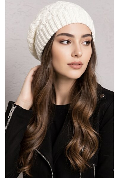 Goldmine Örme Çift Kat Ressam Bere Beyaz