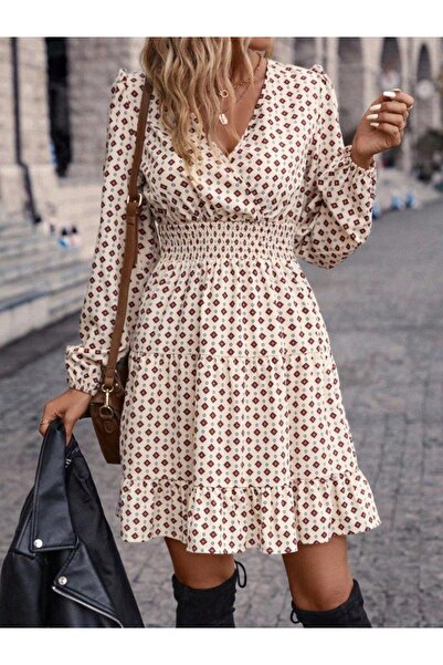 Butik Rochie mini modală cu mâneci lungi și decolteu dublu pentru femei