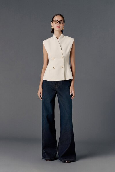 VATKALI High-Necked Double-Breasted Vest