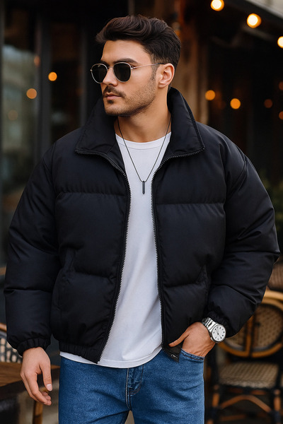 FASHION Unisex Siyah Mont Su & Rüzgar Geçirmez