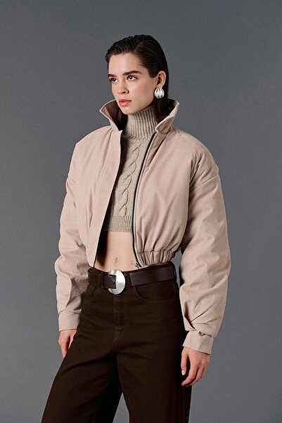 VATKALI Faux Suede Crop Jacket