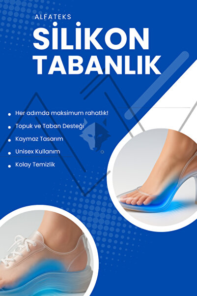 ALFATEKS Unisex Silikon Jel Tabanlık – Şok Emilimi ve Topuk Desteği – Ayak Ağrısı Önleyici - Topuk Dikeni