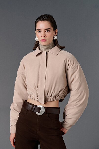 VATKALI Faux Suede Crop Jacket