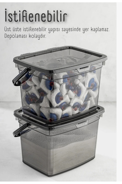 Hane216 6 Litre Toz Tablet Deterjan Saklama Kabı - Deterjan Kutusu, Toz Tablet Deterjan Kabı 2 ADET