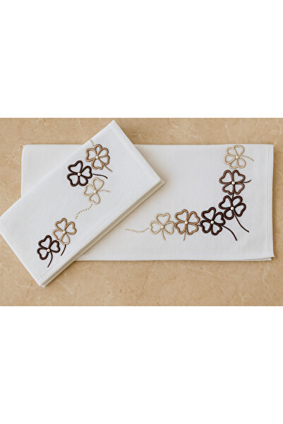 EMİLLİE КЕСМЕ НАКИШЛІ КАДІФЕ АНАЛІ КІЗЛІ ХАВЛУ СЕТ (30X50CM - 50X90CM СЕТ)