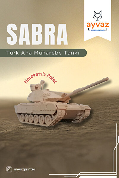 ayvazprinter SABRA, 3 Renk Seçeneği, 4,9x10x4,4 cm Boyutlu, 3D Yazıcı Üretimi Tank Maketi