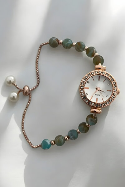 thekam Pearl Stone Rose Classic Women Wrist Watch