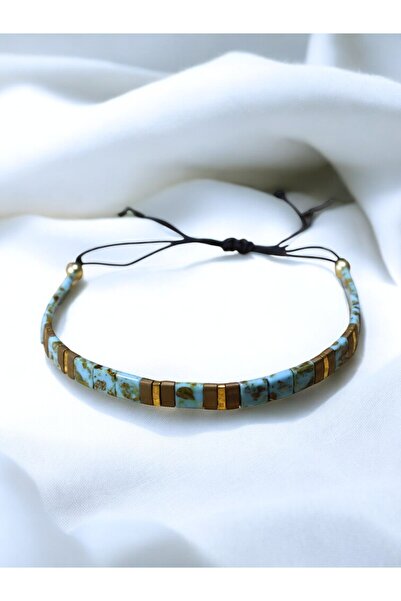 DEHNA Tila Boncuklarla Zarif ve Renkli Bileklikler Serisi - Desenli Turkuaz