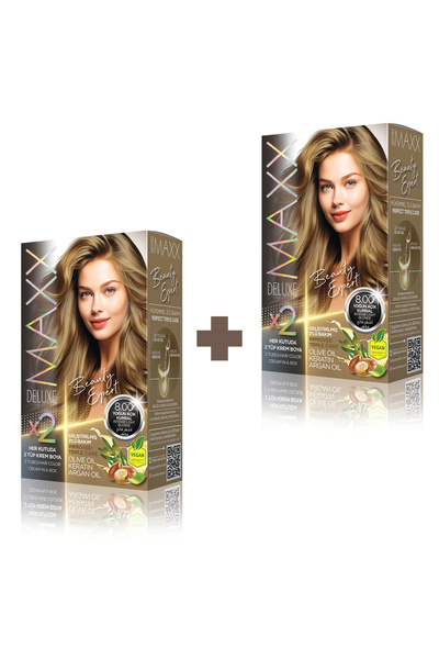 MAXX DELUXE 2'li Beauty Expert Set Saç Boyası 8.00 Yoğun Açık Kumral