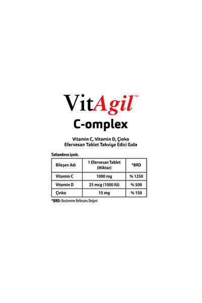 Vitagil Vitamin C + D ve Çinko | C-omplex 20 Efervesan Tablet