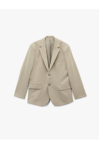 Koton Pike Kumaş Uzun Kollu Kapaklı Cep Detaylı Düğmeli Slim Fit Mono Yaka Blazer Ceket