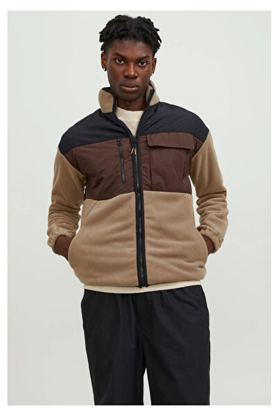 Jack & Jones Jack&jones 12247261 Jcolandscape Polar Sweat Zıp Polar Hırka Kahverengi