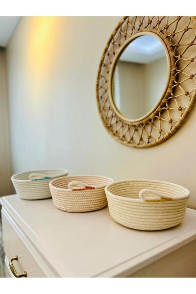 NuaCraft Natural Jute Triple Organizer Multi-Purpose Basket Decorative Basket Bread Basket