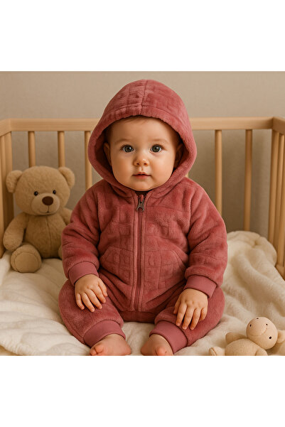 GMG Baby KIZ BEBEK EKOSELU YUMUŞACIK TAVŞAN DESENLİ PELUŞ TULUM PATİKLİ-PATİK...