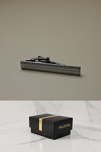Milleniva Slim Dotted Gray Tie Clip