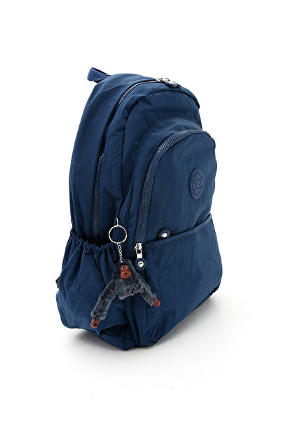 Sanmorris Unisex Water Resistant Crinkle Fabric Multi-Pocket Large Size Blue Color School and Backpack