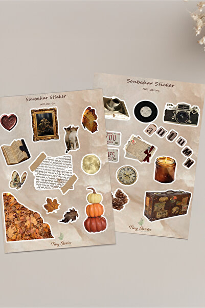 tinystoriestr Vintage Sonbahar Sticker Seti – Ajanda, Defter,Bullet Journal,S...