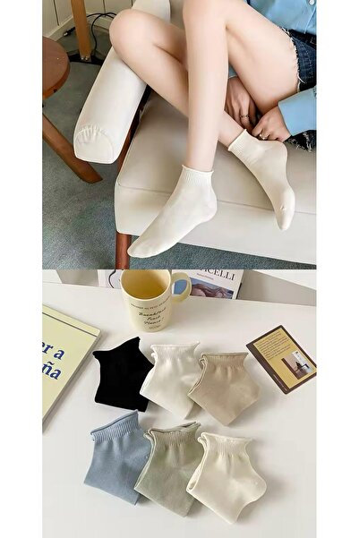 HANKARAYEL Kıvrık Modelli Kısa Konç Kadın Bilek Patik Çorap 6'çift