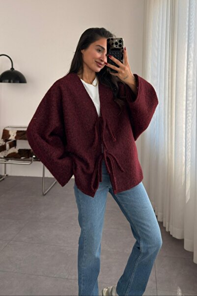 Safgiyim44 Double Lace-Up Distressed Jacket Burgundy