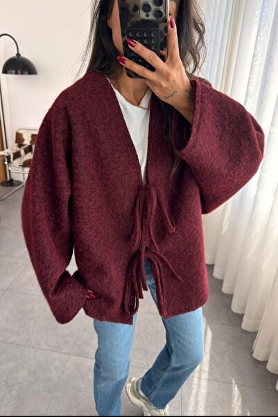 Safgiyim44 Double Lace-Up Distressed Jacket Burgundy