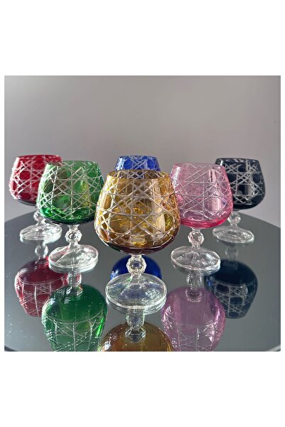 BOHEMİA CRYSTAL Bohemia Crystal | 250 ml 6’lı Renkli Kesme Kahve Yanı Su Bardağı