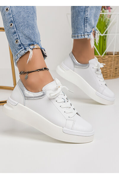 starlike White genuine leather casual shoes AW363