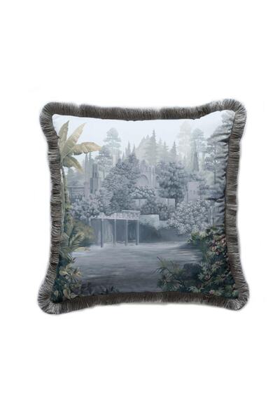 Adawall Velvet Pillow with Blue Tree Design (Filler Bead Fiber International ...