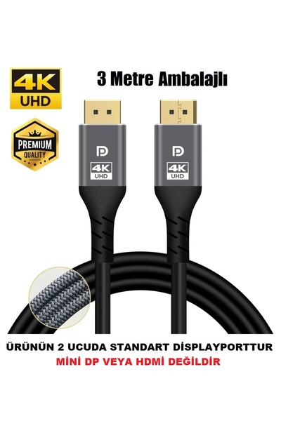 SHOW PRiME 3Metre Displayport Dp Kablo 4k Premium 360 Herze Kadar Destekli