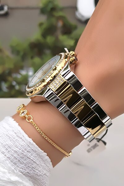 Daniel Klein Brand Gold Silver Color Women's Watch with Bracelet Gift