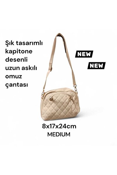 Gözenshopp Kadın Suni Deri Kapitone Desenli Ayarlanabilir Çapraz Askılı çanta