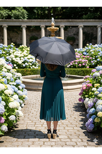 Gabbiano Siyah 8 Telli Tam Otomatik Rüzgara Dayanıklı Küçük Puantiye Desenli ...