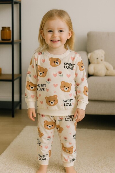 Arya Nisa Kids SET DE PIGIAMA SEZONIERA FATA CU FIGURA DE URȘ