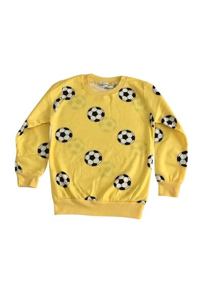 Arya Nisa Kids ERKEK ÇOCUK FUTBOL TOPU BASKILI SARI MEVSİMLİK PİJAMA TAKIM