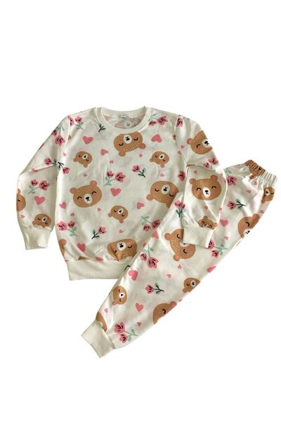 Arya Nisa Kids Girl's Bear Figured Seasonal Pajama Set