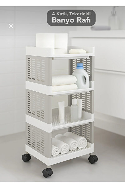 MİMOZA PARK 4-поверховий багатофункціональний органайзер на колесах для ванної кімнати та кухні